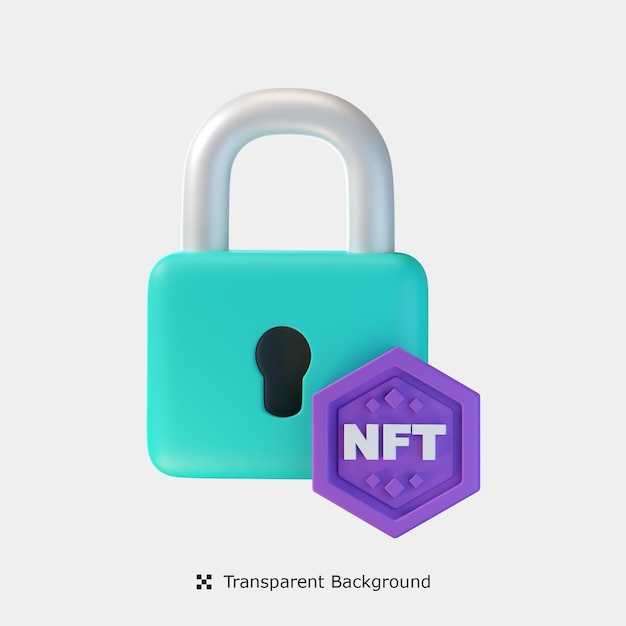 Ilustração de ícone 3d de proteção nft