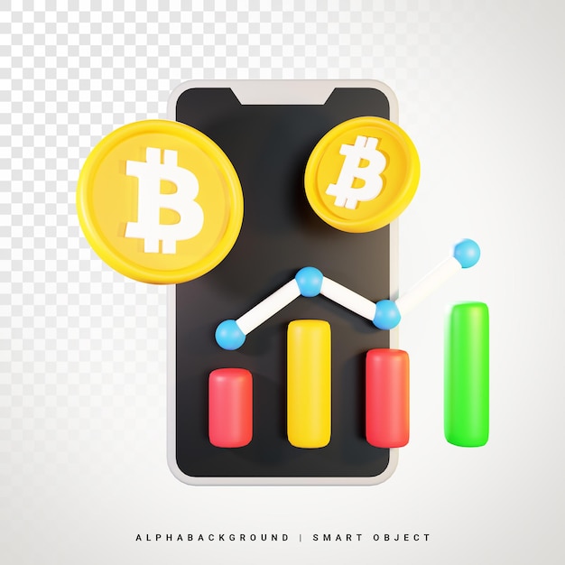 Ilustração de ícone 3d do aplicativo Bitcoin