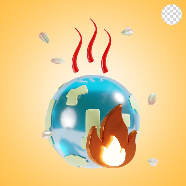 PSD ilustração de ícone 3d do aquecimento global