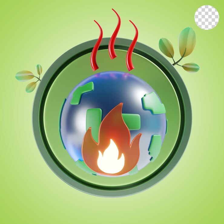 PSD ilustração de ícone 3d do aquecimento global