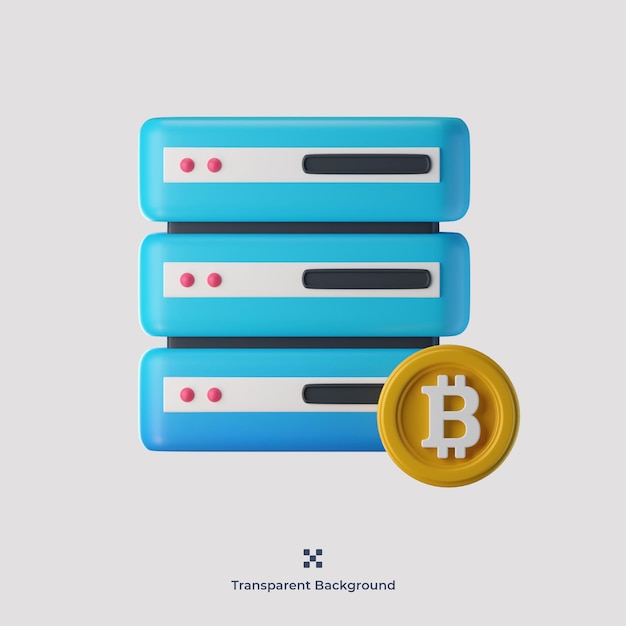 Ilustração de ícone 3d do servidor Bitcoin