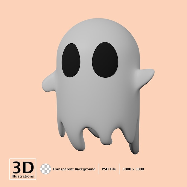 Ilustração de ícone 3d fantasma hallowen