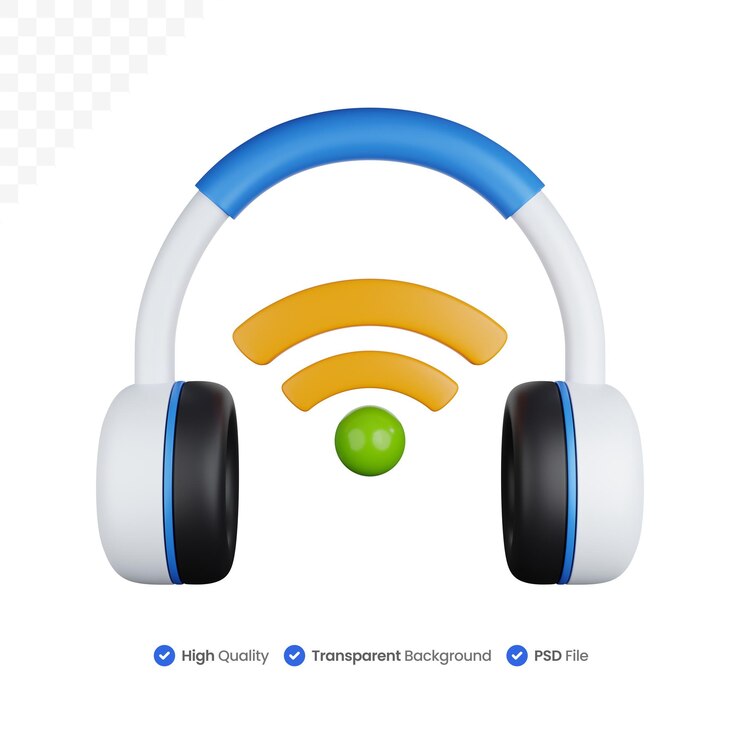 PSD ilustração de ícone 3d fone de ouvido sem fio