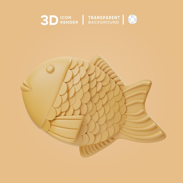 PSD ilustração de ícone 3d taiyaki