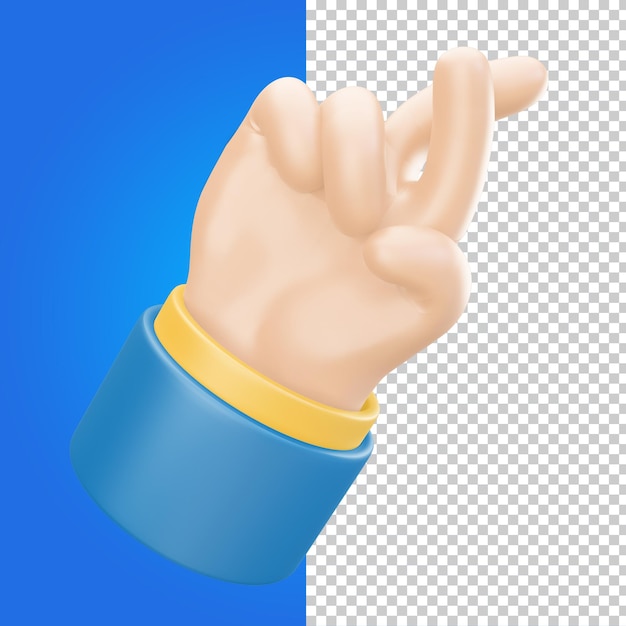 Ilustração de ícone 3d transparente de psd mão dedo cruzado