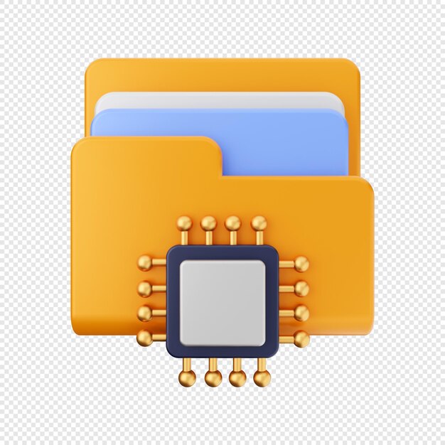 Ilustração de ícone de armazenamento de arquivos de dados de pasta 3d