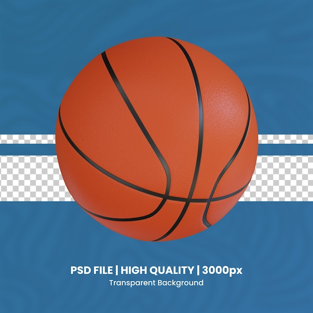 Ilustração de ícone de basquete 3D de fundo transparente bola esportiva 3D