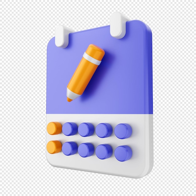 Ilustração de ícone de calendário 3D
