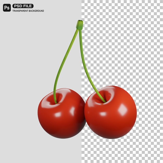 PSD ilustração de ícone de cereja realista 3d