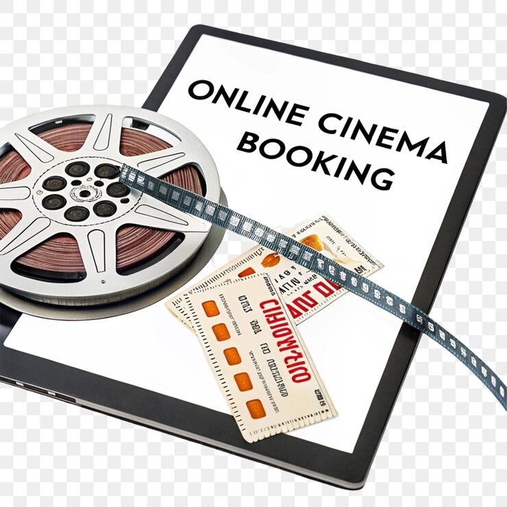PSD ilustração de ícone de conceito de reserva de bilhetes de cinema on-line isolada em fundo transparente
