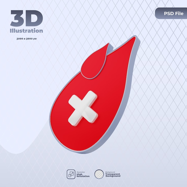 Ilustração de ícone de doação de sangue 3d