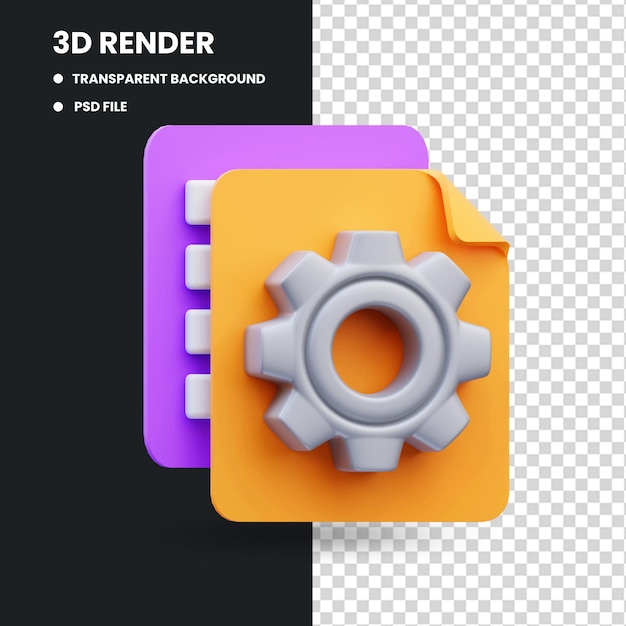 Ilustração de ícone de documento de gerenciamento de projeto de renderização 3d