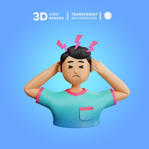 PSD ilustração de ícone de dor 3d