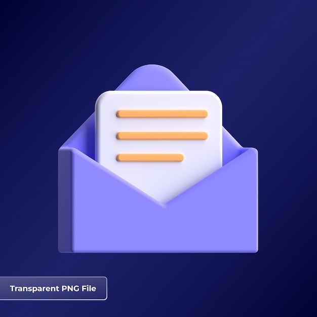 PSD ilustração de ícone de e-mail 3d