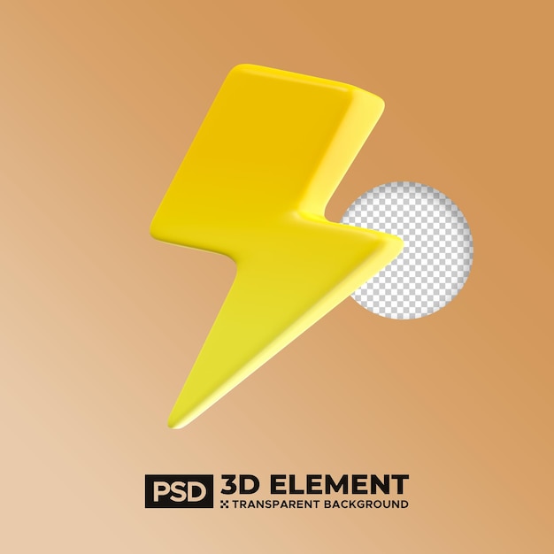 PSD ilustração de ícone de energia de iluminação 3d renderizado isolado elemento de ativo de jogo premium psd em close-up