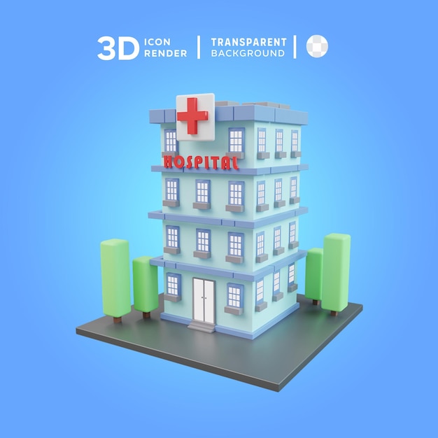 PSD ilustração de ícone de hospital 3d