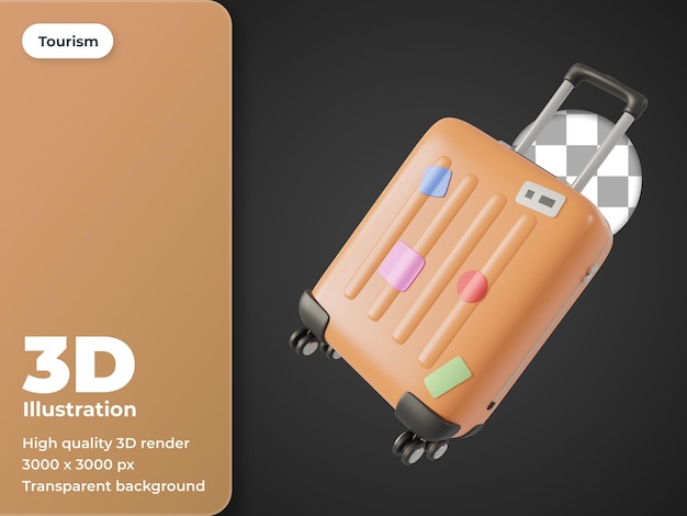 Ilustração de ícone de mala 3d