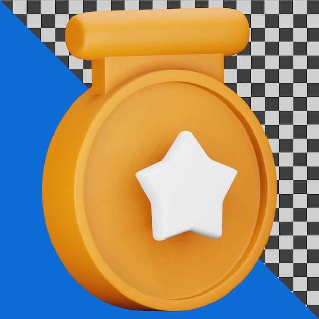 Ilustração de ícone de medalha laranja 3d