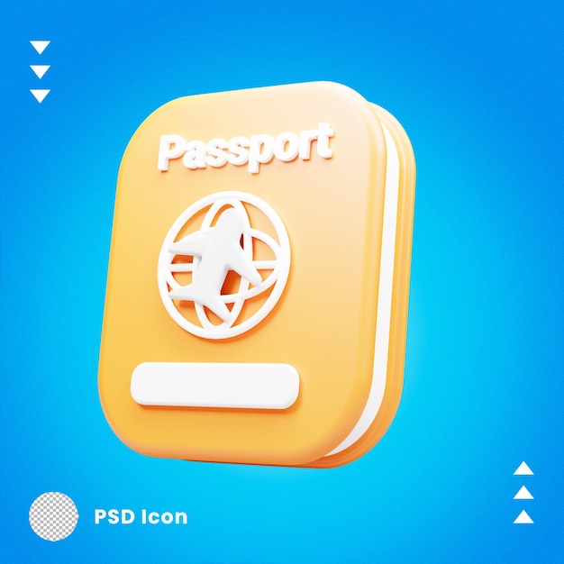 PSD ilustração de ícone de passaporte de viagem 3d isolado ou ícone de livro de passaporte renderização 3d