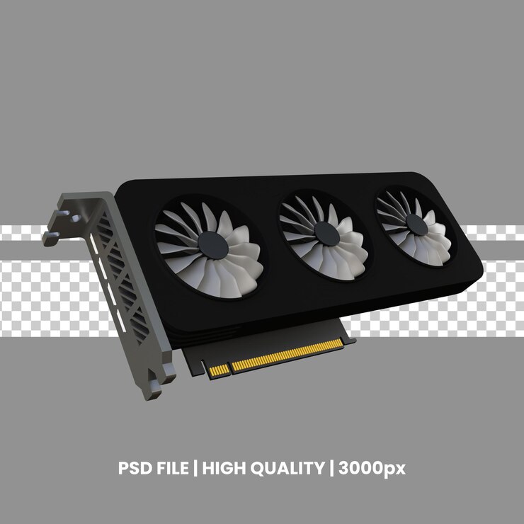 PSD ilustração de ícone de placa de gpu 3d para webapp etc.