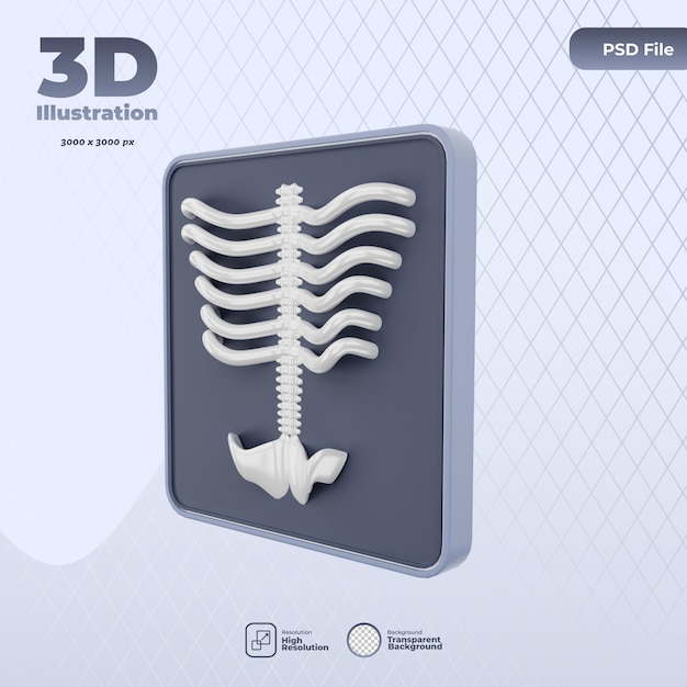 Ilustração de ícone de raio x médico 3d