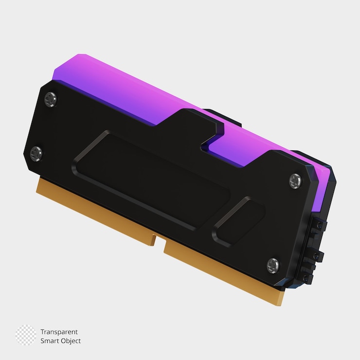 PSD ilustração de ícone de renderização 3d ram de memória do computador