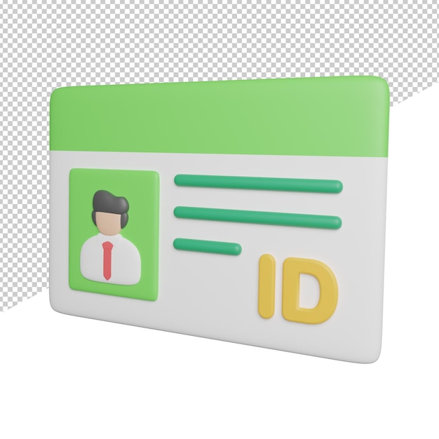 PSD ilustração de ícone de renderização 3d vista lateral de identidade de cartão de identificação em fundo transparente