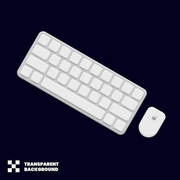 Ilustração de ícone de teclado e mouse em renderização 3d minimalista