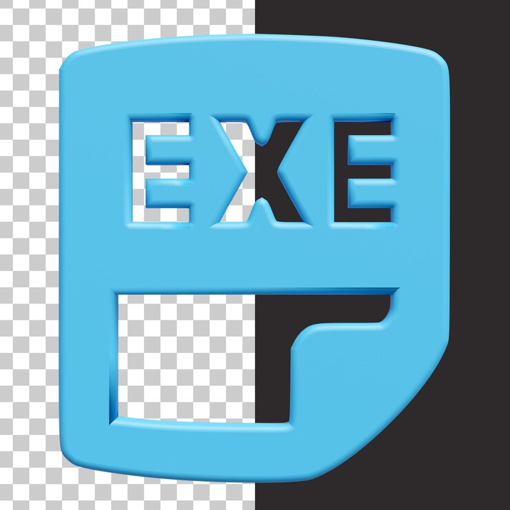 PSD ilustração de ícone de tipo exe de formato de arquivo 3d