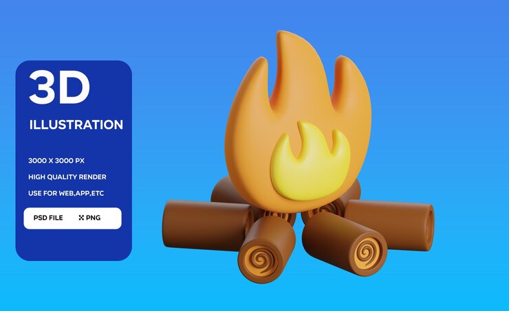PSD ilustração de ícone firecamp 3d