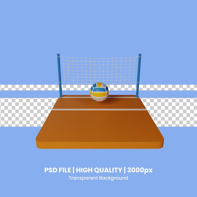 Ilustração de ícones 3d de voleibol psd