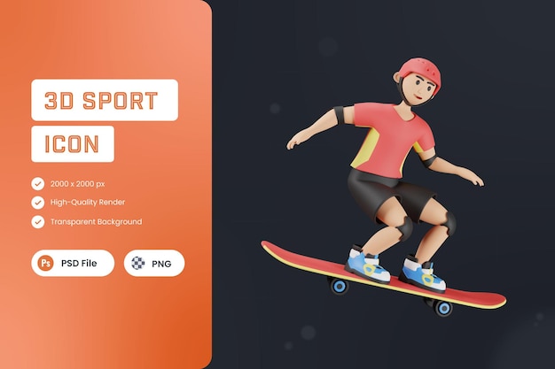 Ilustração de ícones 3d jogos radicais de skate