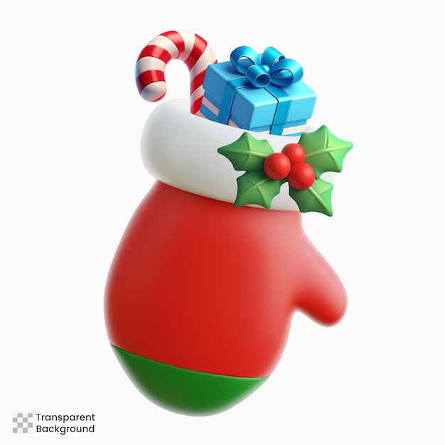 PSD ilustração de ícones de luva de natal 3d