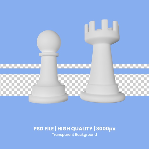 Ilustração de ícones de xadrez 3d do psd
