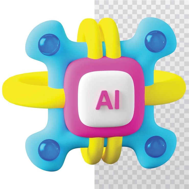 PSD ilustração de inteligência artificial de ícone 3d