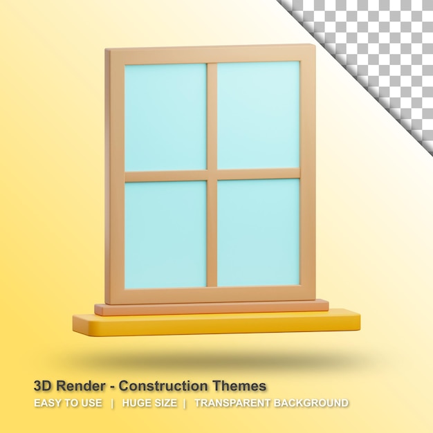 PSD ilustração de janela 3d com fundo transparente