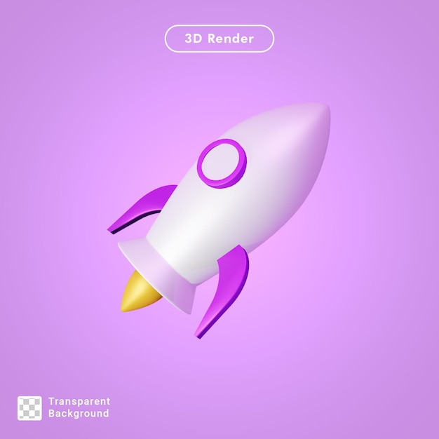 ilustração de lançamento de foguete 3d isolada PSD Premium