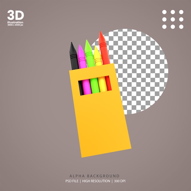 PSD ilustração de lápis de renderização 3d