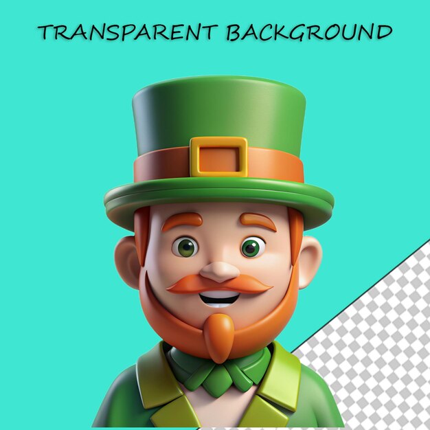 PSD ilustração de leprechaun 3d para o dia de são patrício