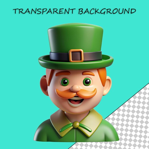 PSD ilustração de leprechaun 3d para o dia de são patrício