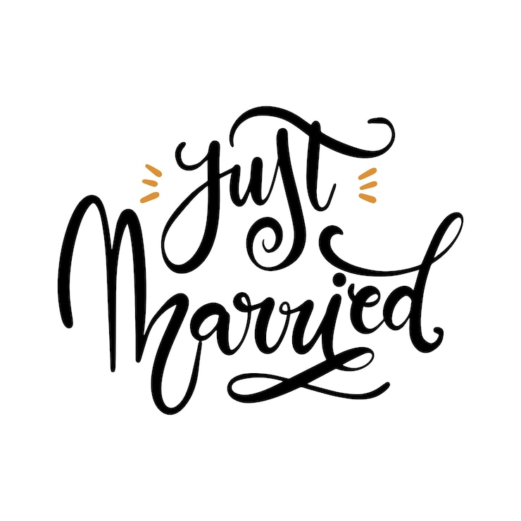 PSD ilustração de letras de casamento