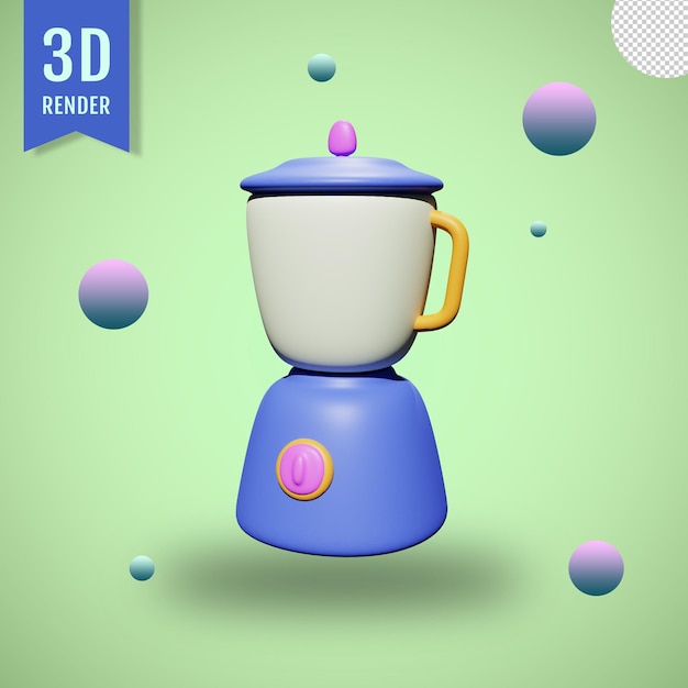 Ilustração de liquidificador elétrico 3D com fundo isolado