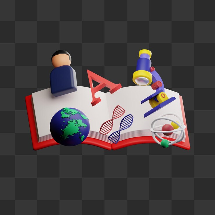 ilustração de livro de estudo de ciência 3d