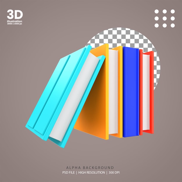 PSD ilustração de livros de renderização 3d