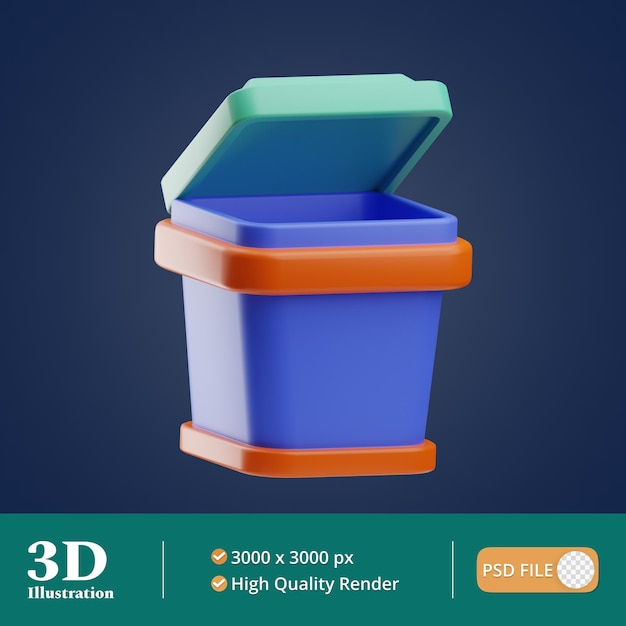 PSD ilustração de lixo no local de trabalho 3d