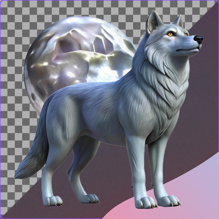 PSD ilustração de lobo com fundo de pérola