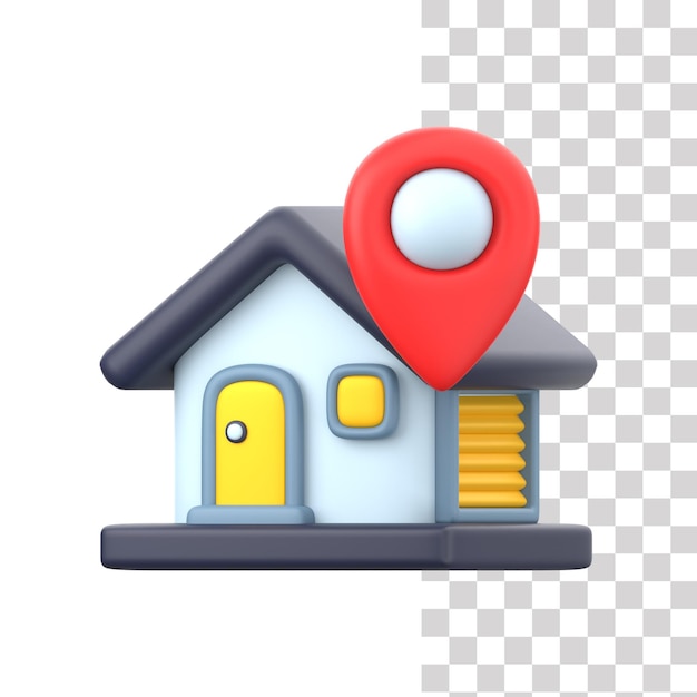 Ilustração de localização de casa 3D