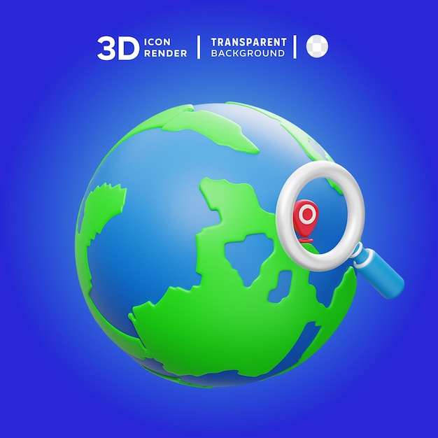 PSD ilustração de localização de pesquisa de ícones 3d