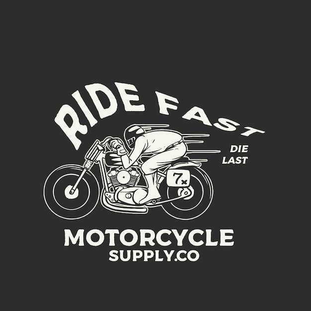 PSD ilustração de logotipo de entusiasmo de motocicleta personalizada vintage