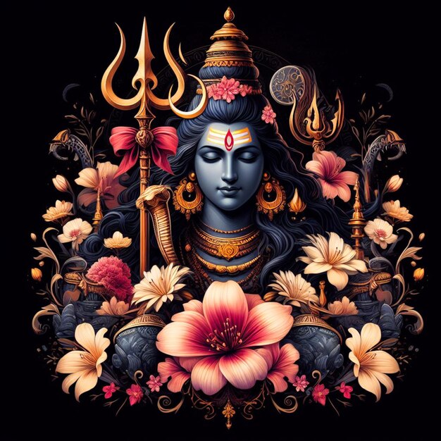 PSD ilustração de maha shivratri